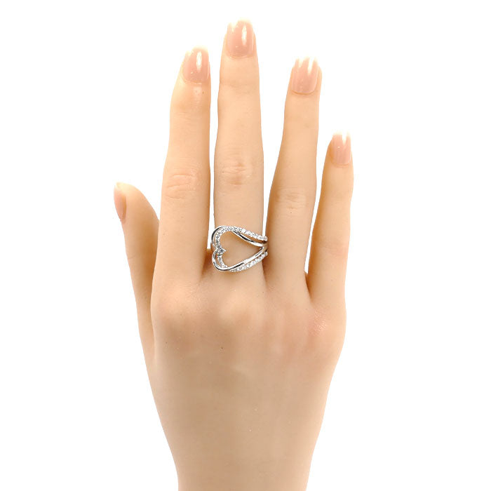 K18WG ホワイトゴールド ハート ダイヤ リング・指輪 ダイヤモンド0.50ct 11号 5.8g レディース【中古】【美品】