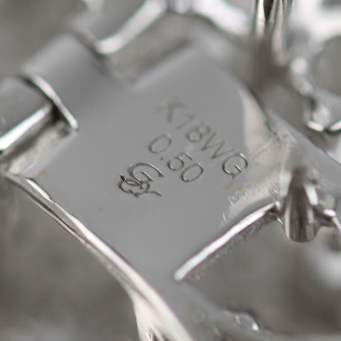 ゆきざき K18WG ホワイトゴールド ダブルトップ クロス ブローチ W50119.12.9.5 ダイヤモンド0.50ct 7.4g ピンブローチ加工品 レディース【中古】【美品】