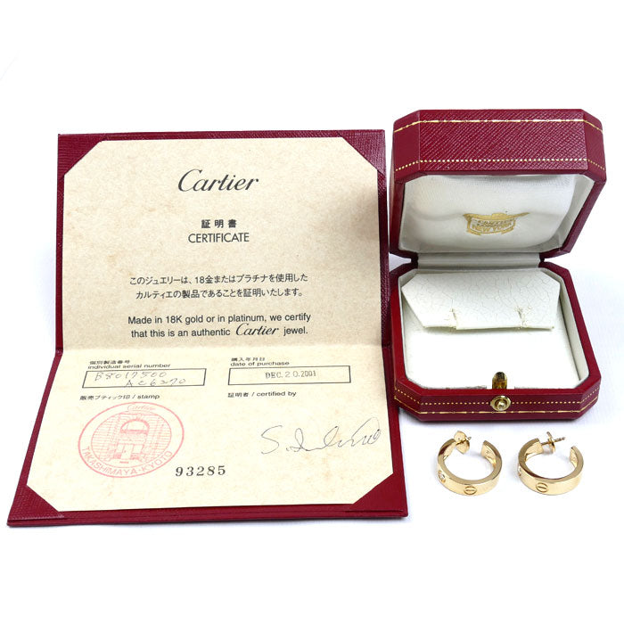 CARTIER カルティエ K18YG イエローゴールド ラブ 1PD ピアス B8017500 12.6g レディース【中古】【美品】