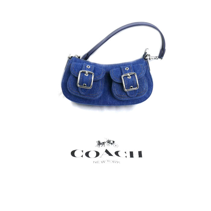 COACH コーチ アシュトン 2Wayショルダーバッグ ブルー CAK44 SV/IN アウトレット レディース【中古】【極美品】