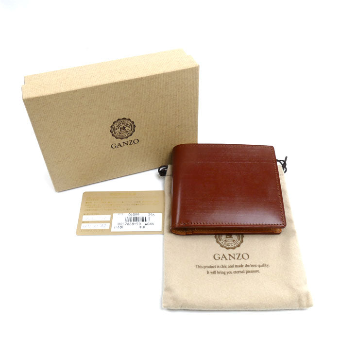 GANZO ガンゾ THIN BRIDLE シンブライドル 二つ折り財布 ヘーゼル 57828 メンズ【中古】【極美品】