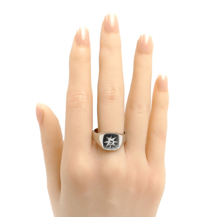 Pt900プラチナ リング・指輪 ダイヤモンド0.172ct 20.5号 14.1g メンズ【中古】【美品】