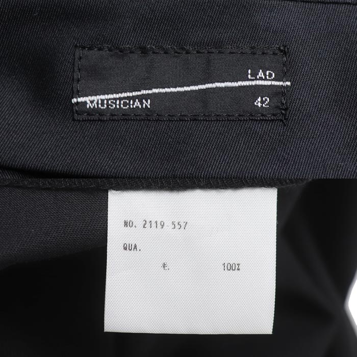 LAD MUSICIAN ラッドミュージシャン WOOL GABARDINE 2TUCK CROPPED WIDE SLACKS パンツ ワイドフレアパンツ ブラック 2119-557 42 メンズ【中古】