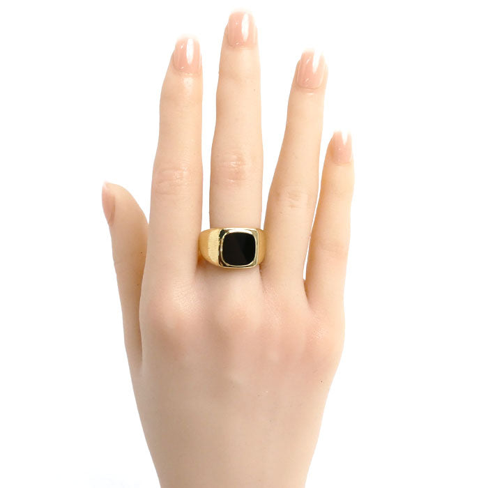 ESTELLE K18YG イエローゴールド リング・指輪 オニキス 18号 14.5g メンズ【中古】