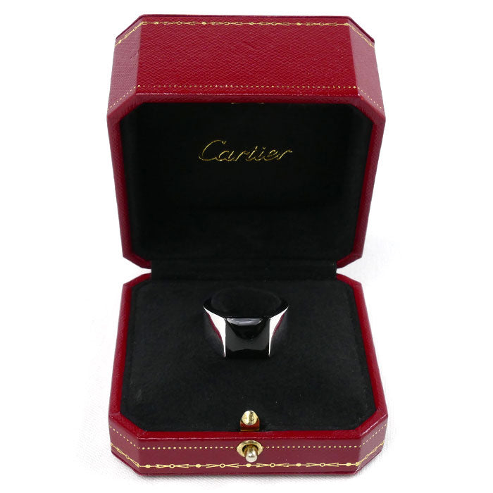 CARTIER カルティエ K18WG ホワイトゴールド タンクマックス リング・指輪 オニキス 18号 58 21.4g ユニセックス【中古】【美品】