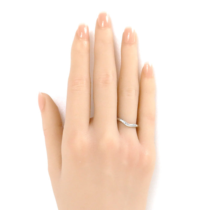 TIFFANY&Co. ティファニー Pt950プラチナ カーブド バンド リング・指輪 ダイヤモンド 9.5号 3.7g レディース【中古】