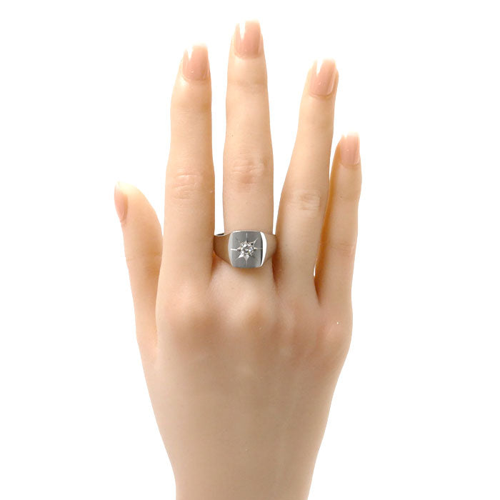 Pt900プラチナ 印台 リング・指輪 ダイヤモンド0.21ct 22号 15.2g メンズ【中古】