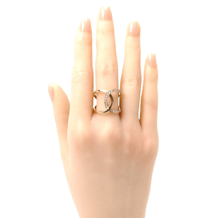 Vendome Aoyama ヴァンドーム青山 K18PG ピンクゴールド フープ マジック リング・指輪 AIAR2024__DI ダイヤモンド0.23ct 13号 6.3g レディース【中古】【美品】