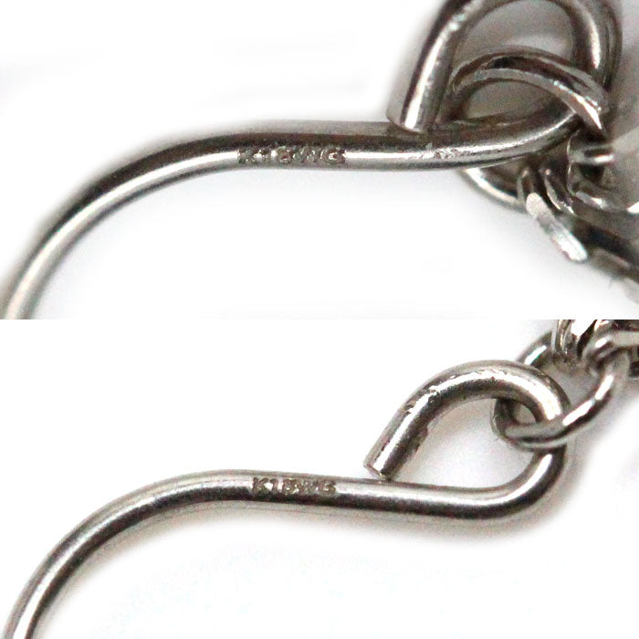 K18WG ホワイトゴールド ローズ ピアス 5.9g レディース【中古】