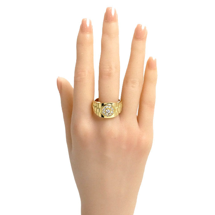 K18YG イエローゴールド リング・指輪 ダイヤモンド0.50ct 22号 15.7g 時計モチーフ メンズ【中古】