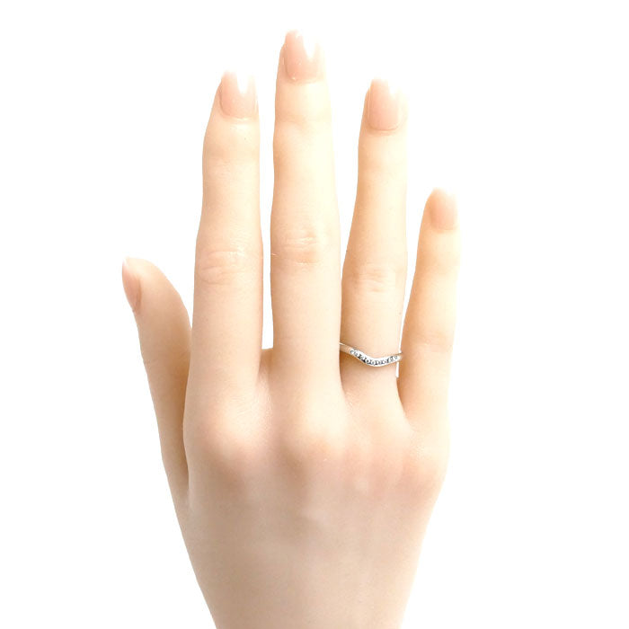TIFFANY&Co. ティファニー Pt950プラチナ カーブド バンド リング・指輪 60016938 ダイヤモンド 8号 3.2g レディース【中古】