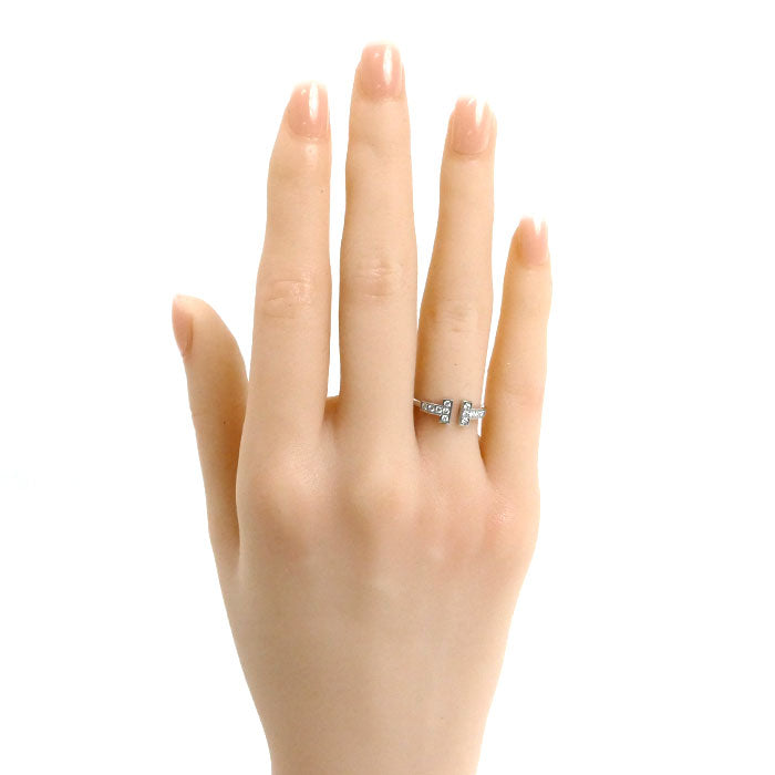 TIFFANY&Co. ティファニー K18WG ホワイトゴールド Tワイヤー リング・指輪 60147237 ダイヤモンド 8号 2.2g レディース【中古】【美品】