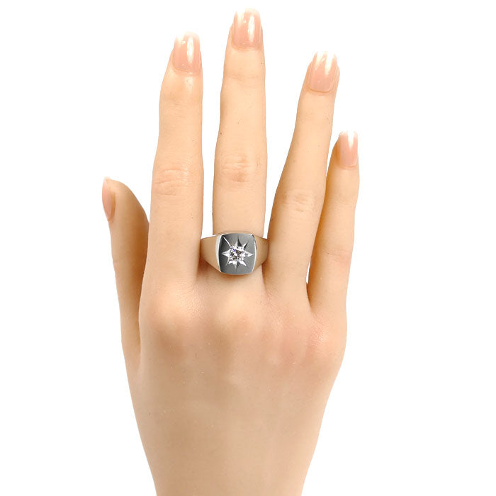 Pt900プラチナ リング・指輪 ダイヤモンド0.38ct 23.5号 18.2g メンズ【中古】【美品】