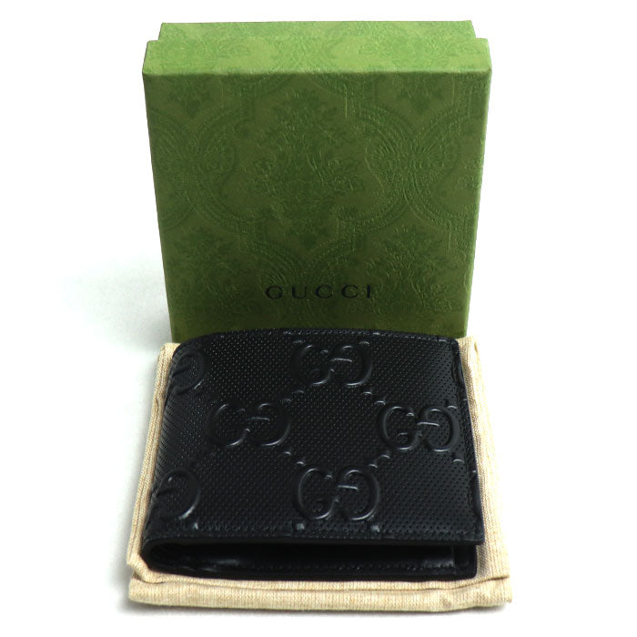 GUCCI グッチ GGエンボス コインウォレット 二つ折り財布 ブラック 625555 メンズ【中古】【極美品】