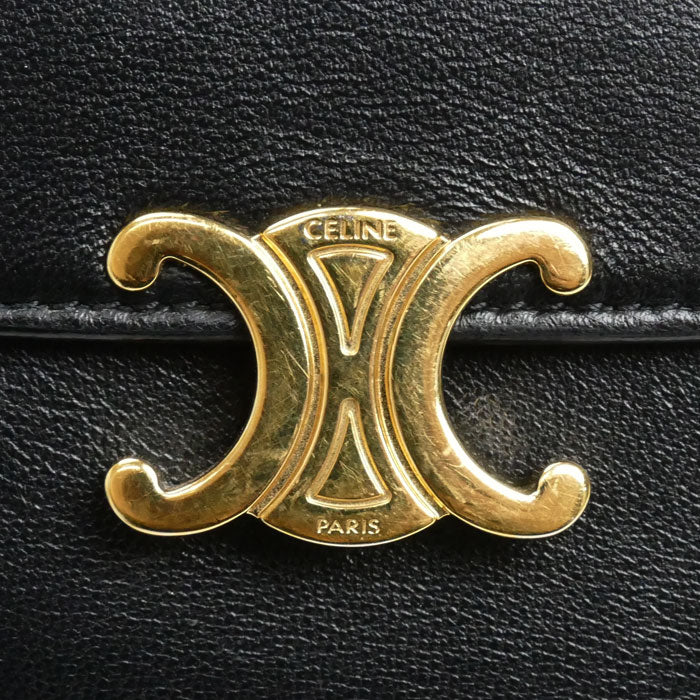 CELINE セリーヌ スモール フラップウォレット トリオンフ 三つ折り財布 ブラック 10D783DPV レディース【中古】