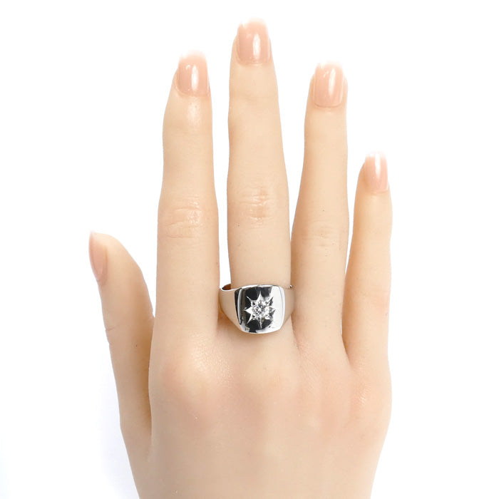 Pt850プラチナ リング・指輪 ダイヤモンド0.30ct 19.5号 17.2g メンズ【中古】