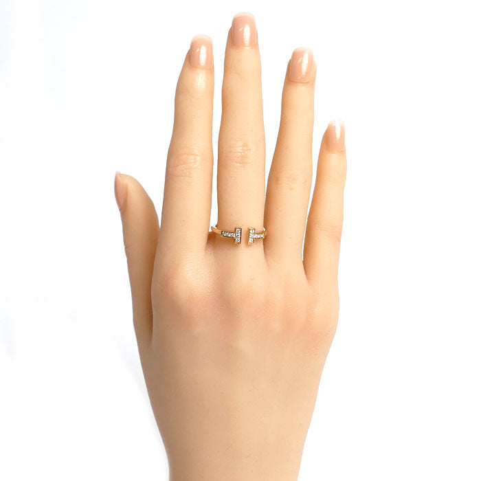 TIFFANY&Co. ティファニー K18PG ピンクゴールド Tワイヤー ダイヤ リング・指輪 60147328 ダイヤモンド 14号 2.7g レディース【中古】【美品】