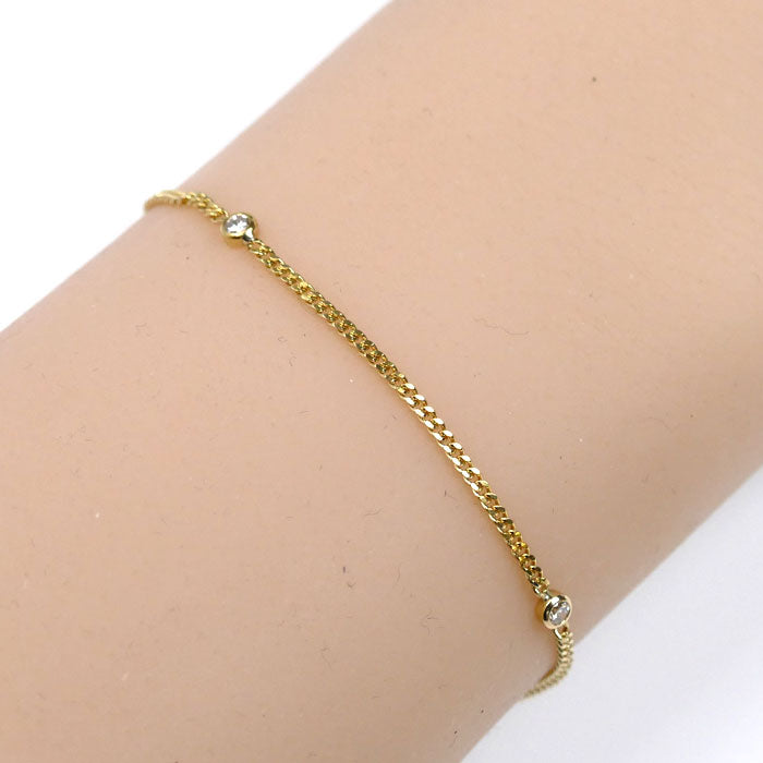 GINZA TANAKA K18YG イエローゴールド ブレスレット ダイヤモンド0.109ct 1.5g 15.5~18cm レディース【中古】