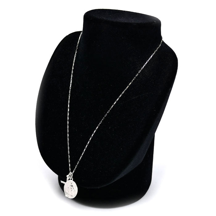 UNOAERRE ウノアエレ K18WG ホワイトゴールド クロス/マリア ネックレス 小豆 7.2g 45cm カットアズキ ユニセックス【中古】