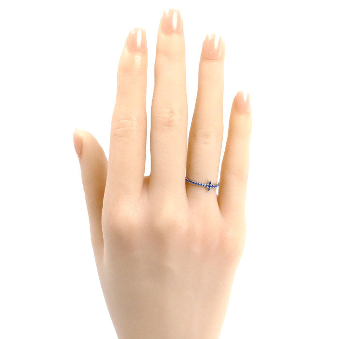 TIFFANY&Co. ティファニー K18WG ホワイトゴールド サファイア Tワイヤーバンド リング・指輪 サファイア 6.5号 1.2g レディース【中古】【美品】
