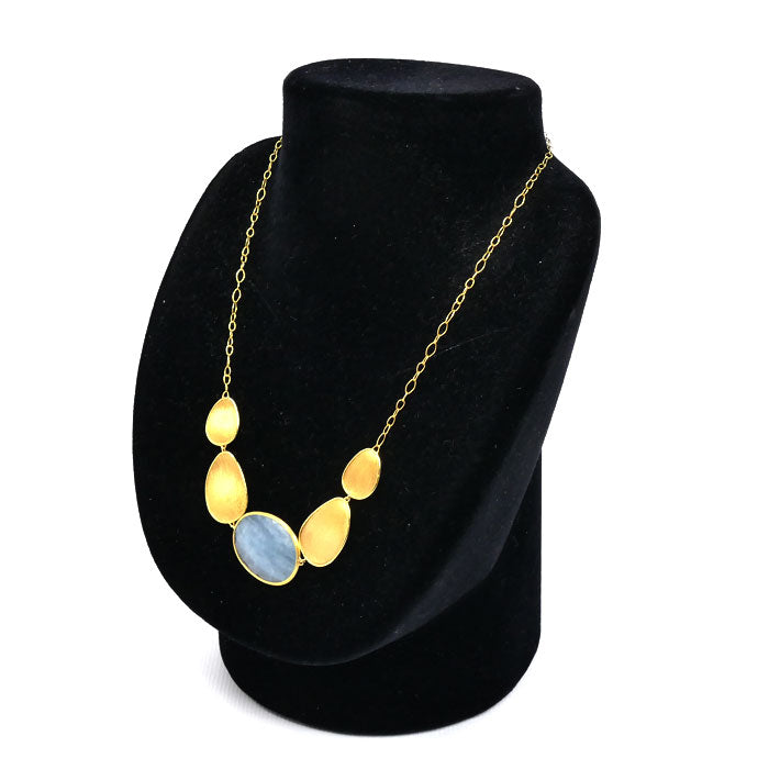 MARCO BICEGO K18YG イエローゴールド ルナリア ネックレス アクアマリン 9.7g 43/45cm レディース【中古】【美品】