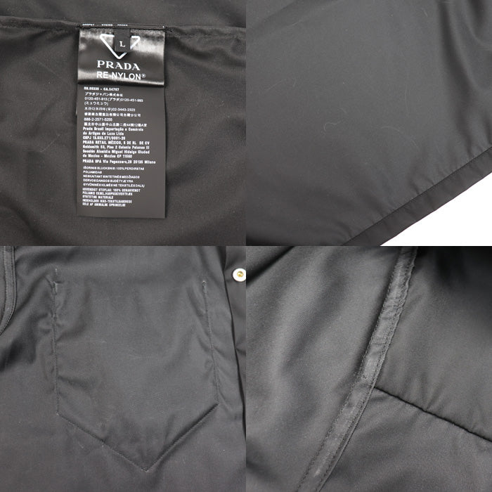 PRADA プラダ Re-Nylon シャツ 長袖シャツ ブラック SC514 S202 1WQ8 IC L メンズ【中古】【美品】