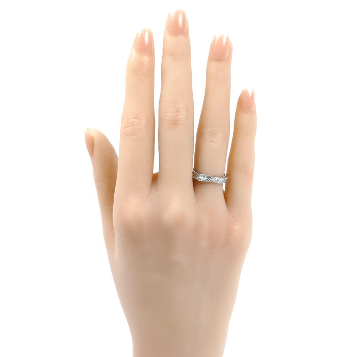 HARRY WINSTON ハリーウィンストン Pt950プラチナ トリスト ツーロウ バンド リング・指輪 WBDPRD2RTST ダイヤモンド 9号 4.7g レディース【中古】【美品】