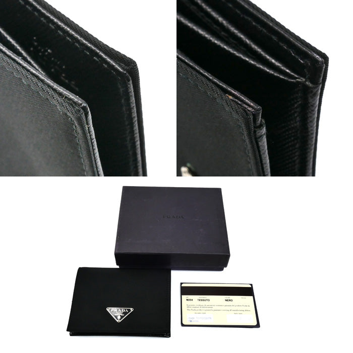 PRADA プラダ 二つ折り財布 ブラック M204 レディース【中古】