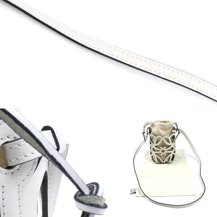 LOEWE ロエベ アナグラム カットアウト ポケット ショルダーバッグ ホワイト C922Y62X07 レディース【中古】【美品】