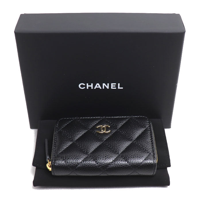 CHANEL シャネル クラシック ジップ コインパース コインケース ブラック AP0216 キャビア レディース【中古】【美品】