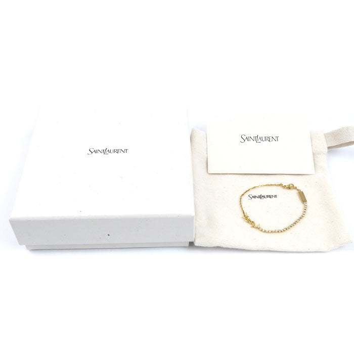 SAINT LAURENT サンローラン GP ラインストーン カサンドラ チャーム ブレスレット 712345Y15268066 M 2.0g 17cm レディース【中古】
