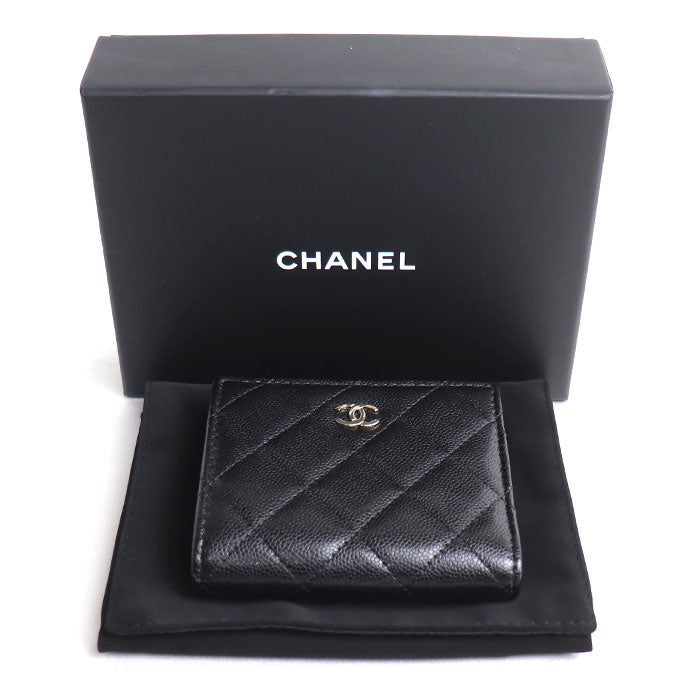CHANEL シャネル マトラッセ スモールウォレット 二つ折り財布 ブラック AP3388 レディース【中古】【美品】