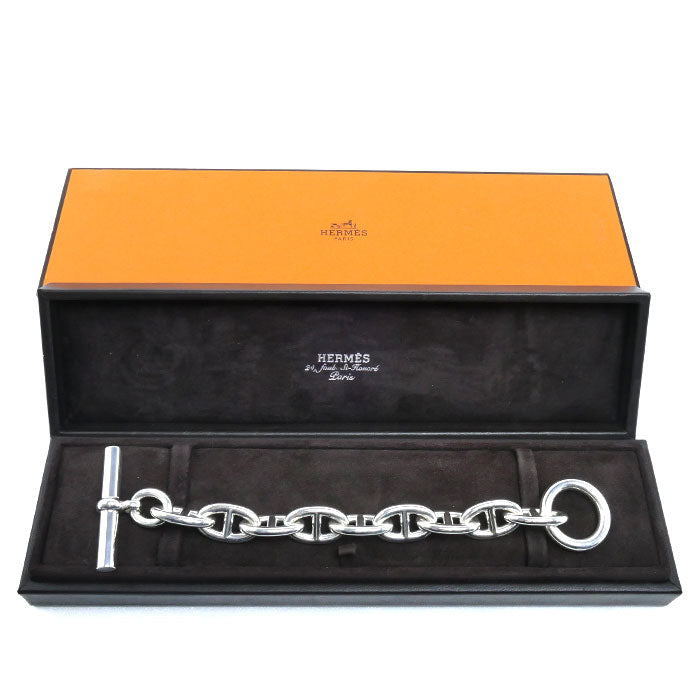HERMES エルメス シルバー925 シューヌ ダンクル TGM 9コマ ブレスレット 91g レディース【中古】
