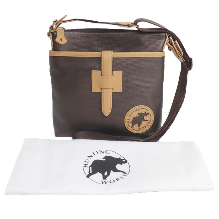 HUNTING WORLD ハンティングワールド AT EASE WATAMU ショルダーバッグ ブラウン 7289-A90 メンズ【中古】【美品】