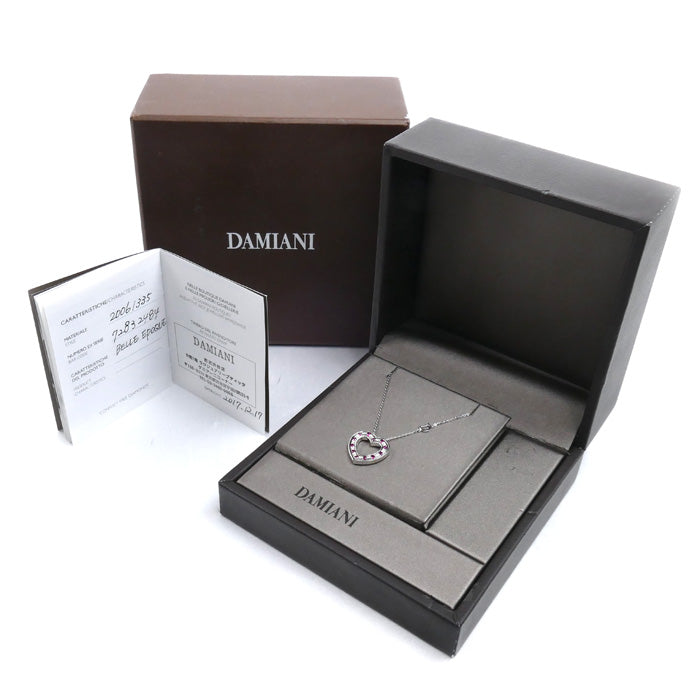 Damiani ダミアーニ K18WG ホワイトゴールド ベルエポック ハート ネックレス 20061335 ダイヤモンド ルビー 6.3g 42/50cm レディース【中古】【美品】