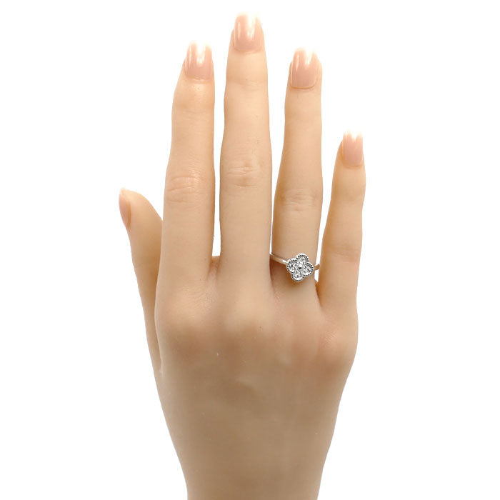 Van Cleef & Arpels ヴァンクリーフ&アーペル K18WG ホワイトゴールド スウィート アルハンブラ リング・指輪 VCARO85800 ダイヤモンド 8号 48 3.3g レディース【中古】【美品】