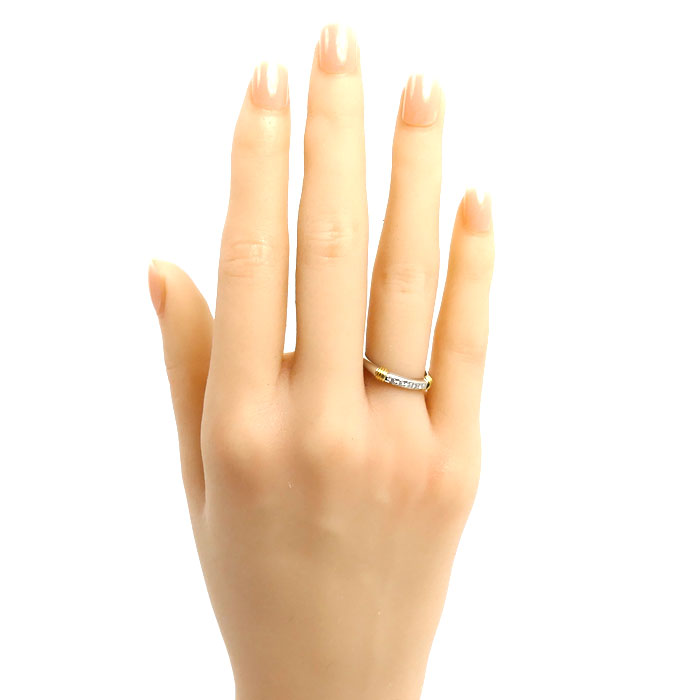 Dior ディオール Pt900プラチナ K18YG イエローゴールド リング・指輪 ダイヤモンド0.08ct 9号 3.2g レディース【中古】【美品】