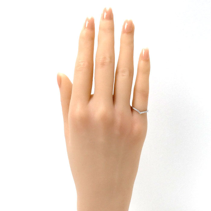 STAR JEWELRY スタージュエリー K18WG ホワイトゴールド ピンキーリング リング・指輪 2ZR1438 ダイヤモンド0.04ct 2号 1.3g レディース【中古】【美品】