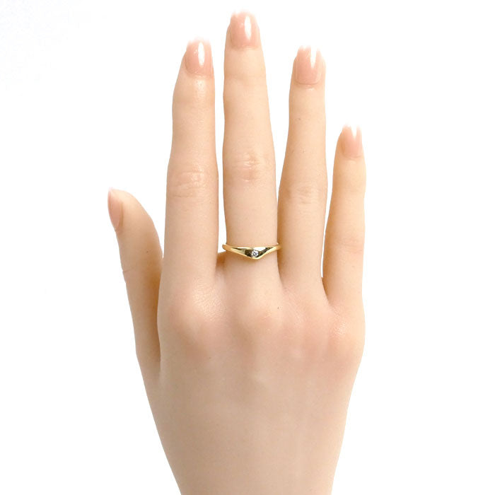 TIFFANY&Co. ティファニー K18YG イエローゴールド カーブド V ウェーブ 1Pダイヤ リング・指輪 ダイヤモンド 13号 2.4g レディース【中古】