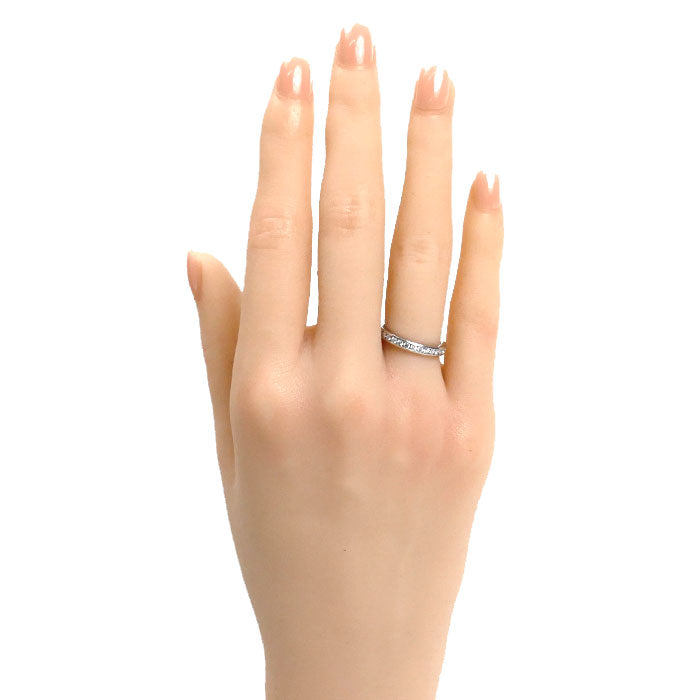 TIFFANY&Co. ティファニー Pt950プラチナ ハーフサークル リング・指輪 ダイヤモンド 8号 3.7g レディース【中古】