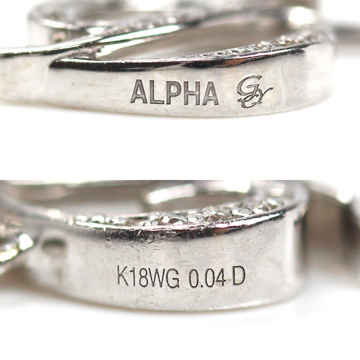 ゆきざき K18WG ホワイトゴールド アルファプティ イニシャルチャーム D ペンダントトップ Y.ALPHA.PUTITE.32.9.D ダイヤモンド0.04ct 0.9g レディース【中古】