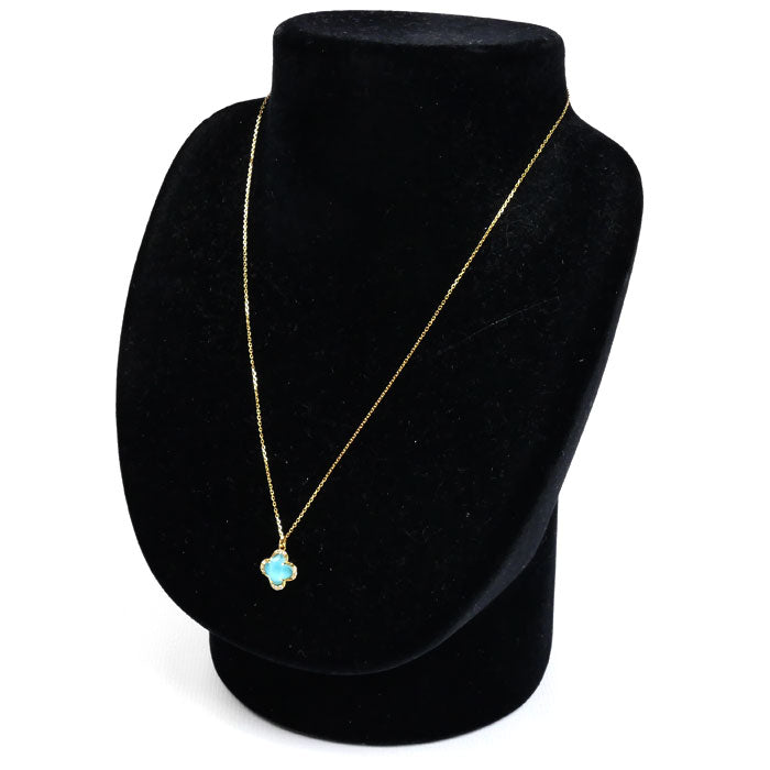 Vendome Aoyama ヴァンドーム青山 K18YG イエローゴールド ネックレス AGVN598940TQ ターコイズ ダイヤモンド クォーツ 2.3g 37.5/40cm レディース【中古】