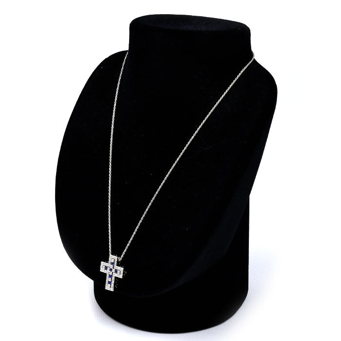 Damiani ダミアーニ K18WG ホワイトゴールド ベルエポック クロス ネックレス サファイア ダイヤモンド 10.0g 45cm ユニセックス【中古】【美品】