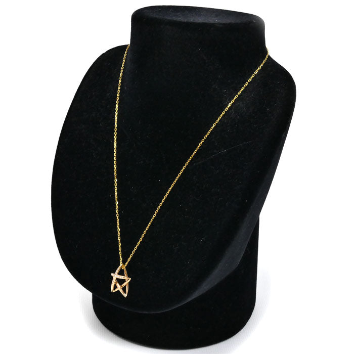 MIKIMOTO ミキモト K18YG イエローゴールド K18PG ピンクゴールド 星 スター ネックレス ダイヤモンド0.10ct 4.4g 42cm レディース【中古】