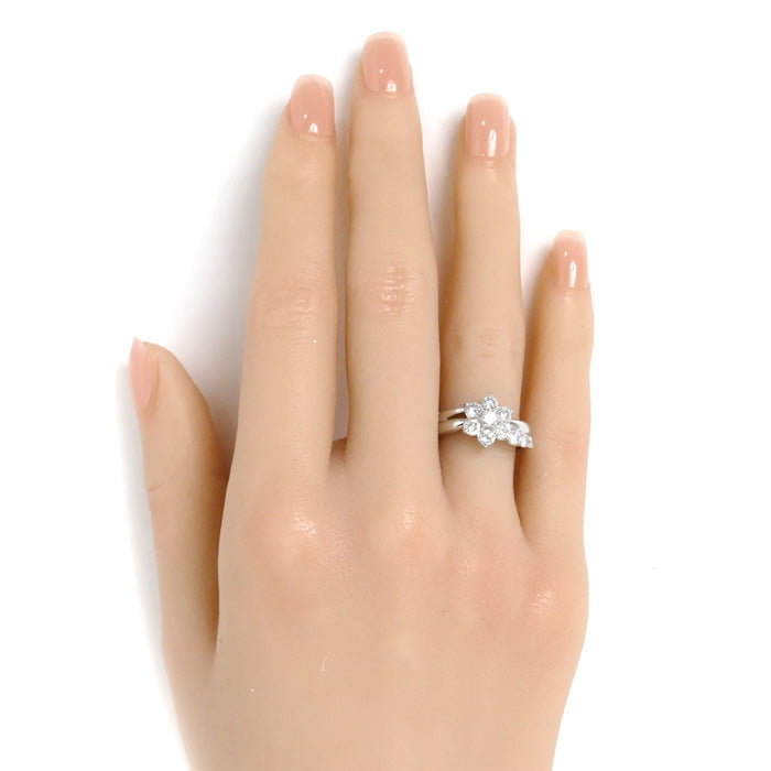 Pt900プラチナ フラワーモチーフ リング・指輪 ダイヤモンド1.00ct 12号 6.5g レディース【中古】
