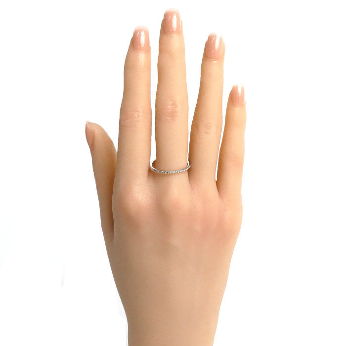 GSTV K18WG ホワイトゴールド ハーフエタニティ リング・指輪 ダイヤモンド0.13ct 18.5号 1.4g レディース【中古】