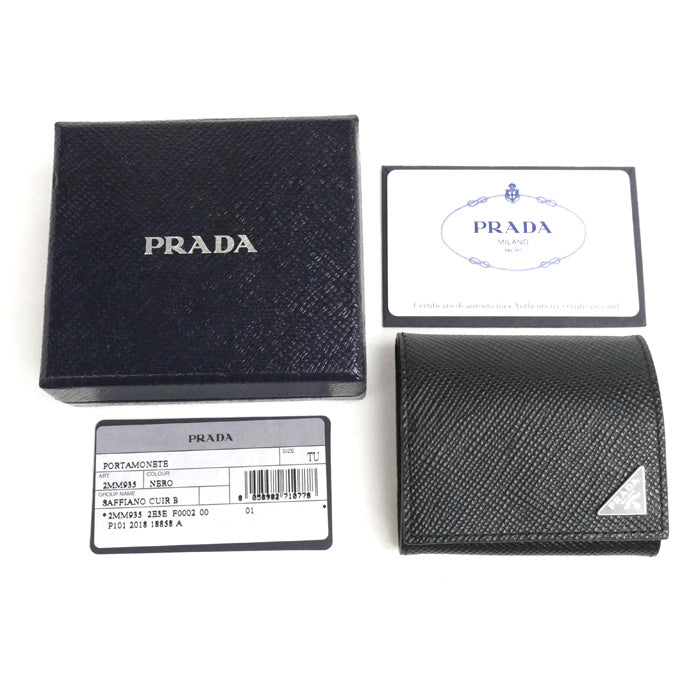 PRADA プラダ サフィアーノトライアングル コインケース ブラック 2MM935 2E3E F0002 レディース【中古】【美品】