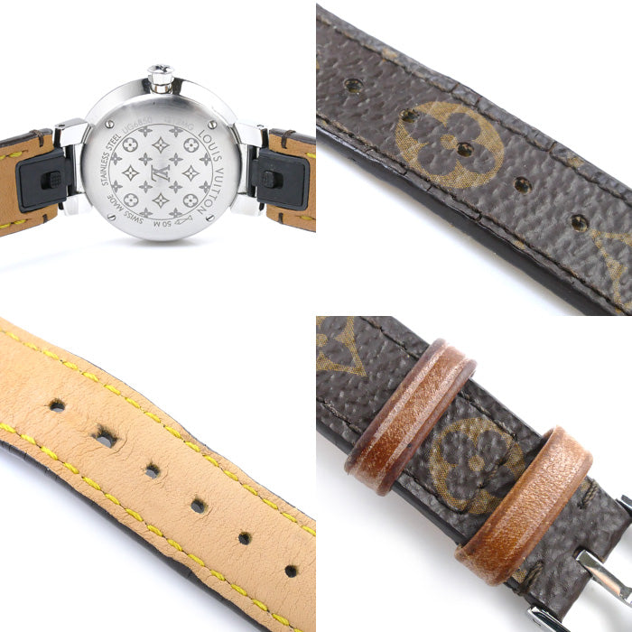 LOUIS VUITTON ルイ・ヴィトン タンブール スリム 8Pダイヤ 腕時計 電池式 Q12MG レディース【中古】