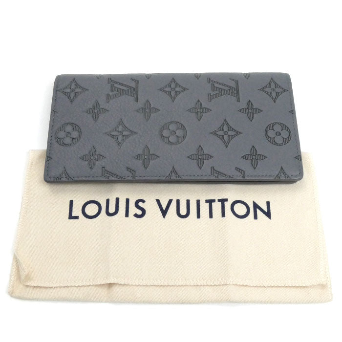 LOUIS VUITTON ルイ・ヴィトン ポルトフォイユ・ブラザ 長財布 モノグラム・シャドウ グレー M81335 IC メンズ【中古】【美品】