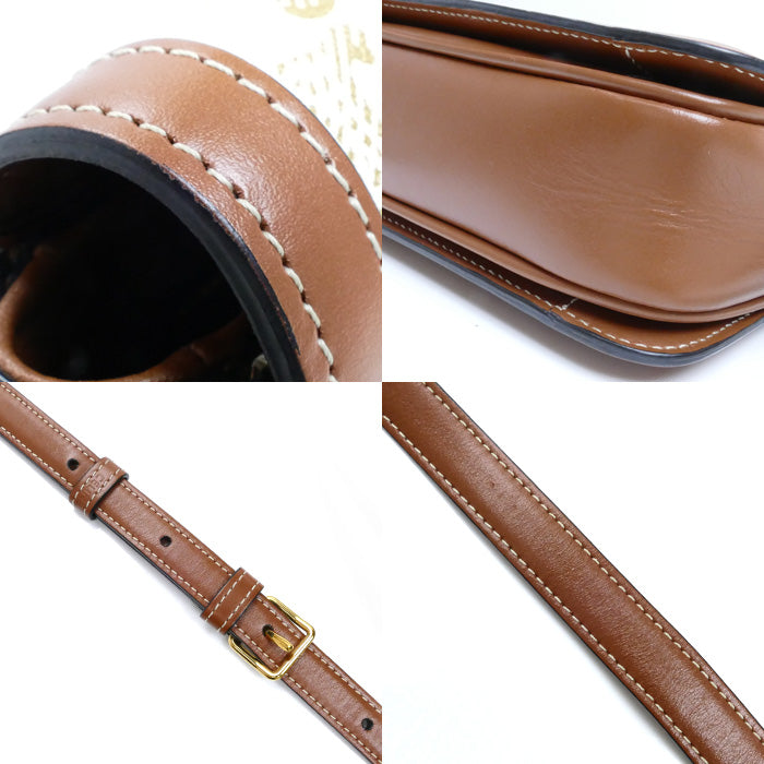 CELINE セリーヌ ティーン トリオンフ ショルダーバッグ ホワイト ブラウン 188882BZ4.01BC レディース【中古】